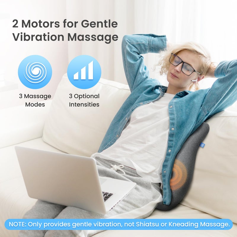 CILI Heated Lumbar Support Pillow for Office Chair, Ergonomic Back Support Cushion with Vibration, Memory Foam Chair Back Massager, Gifts for Mom/Dad - Image 3