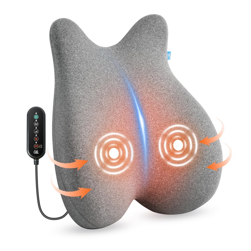 CILI Heated Lumbar Support Pillow for Office Chair, Ergonomic Back Support Cushion with Vibration, Memory Foam Chair Back Massager, Gifts for Mom/Dad - Image 1