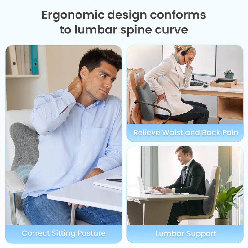 CILI Heated Lumbar Support Pillow for Office Chair, Ergonomic Back Support Cushion with Vibration, Memory Foam Chair Back Massager, Gifts for Mom/Dad - Image 4