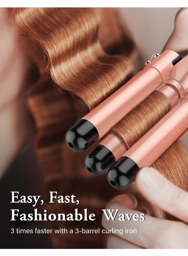 أكلو مجموعة عصا تجعيد الشعر الجمالية 5 في 1 (9-32 ملم)،   مُزودة بمشط ثلاثي البراميل، تسخين سريع بتقنية PTC،   طلاء سيراميك بالتورمالين، مضاد للتجعد،   درجة حرارة قابلة للتعديل (180-210 درجة مئوية)،   تتضمن قفاز مقاوم للحرارة ومشبكين للشعر. - Image 3