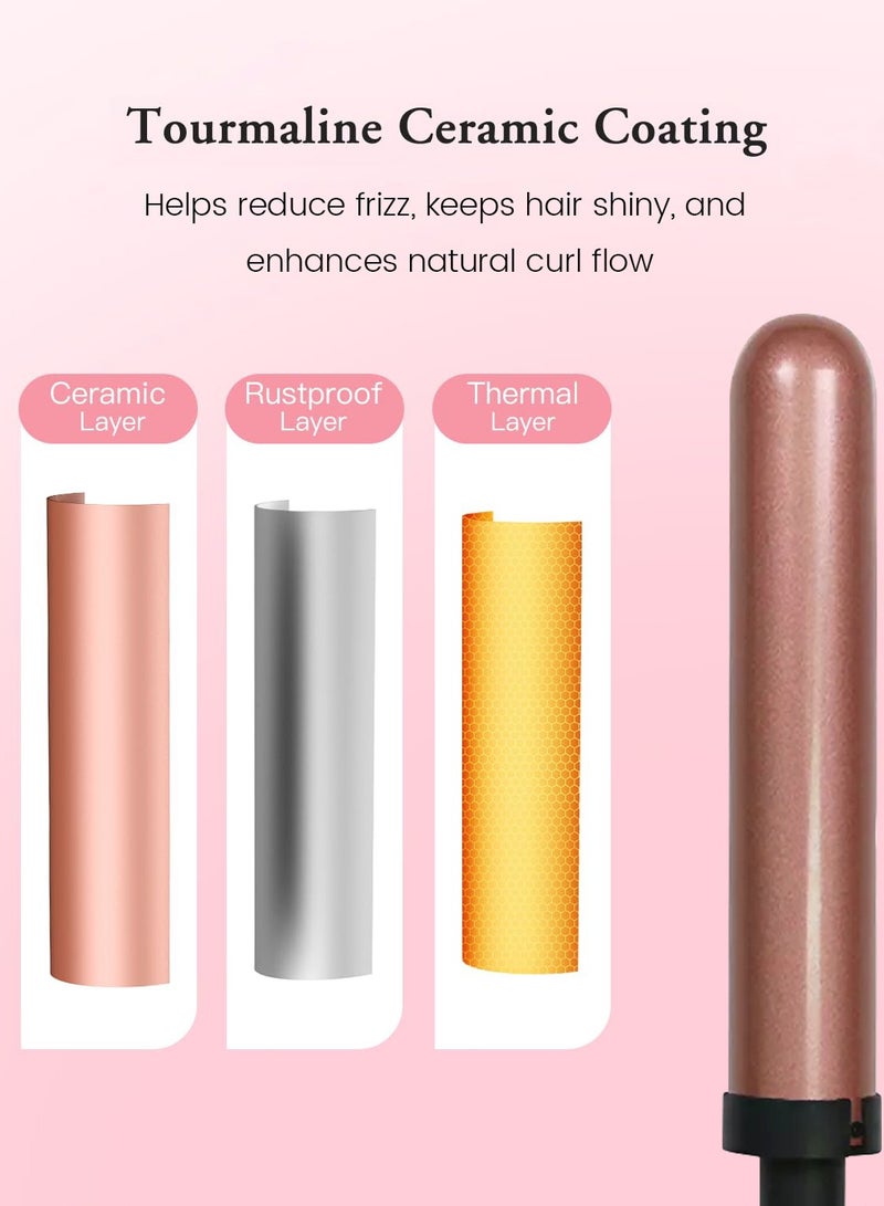 أكلو مجموعة عصا تجعيد الشعر الجمالية 5 في 1 (9-32 ملم)،   مُزودة بمشط ثلاثي البراميل، تسخين سريع بتقنية PTC،   طلاء سيراميك بالتورمالين، مضاد للتجعد،   درجة حرارة قابلة للتعديل (180-210 درجة مئوية)،   تتضمن قفاز مقاوم للحرارة ومشبكين للشعر. - Image 5