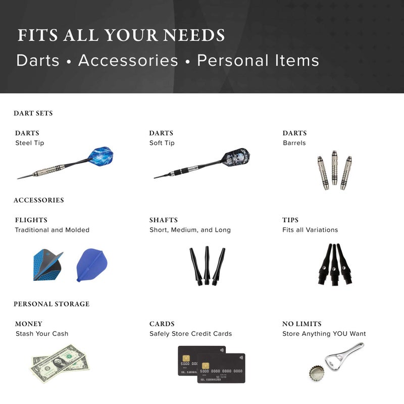 Casemaster by GLD Products Plazma Pro Dart Case Black with Ruby Zipper and Phone Pocket - Image 4