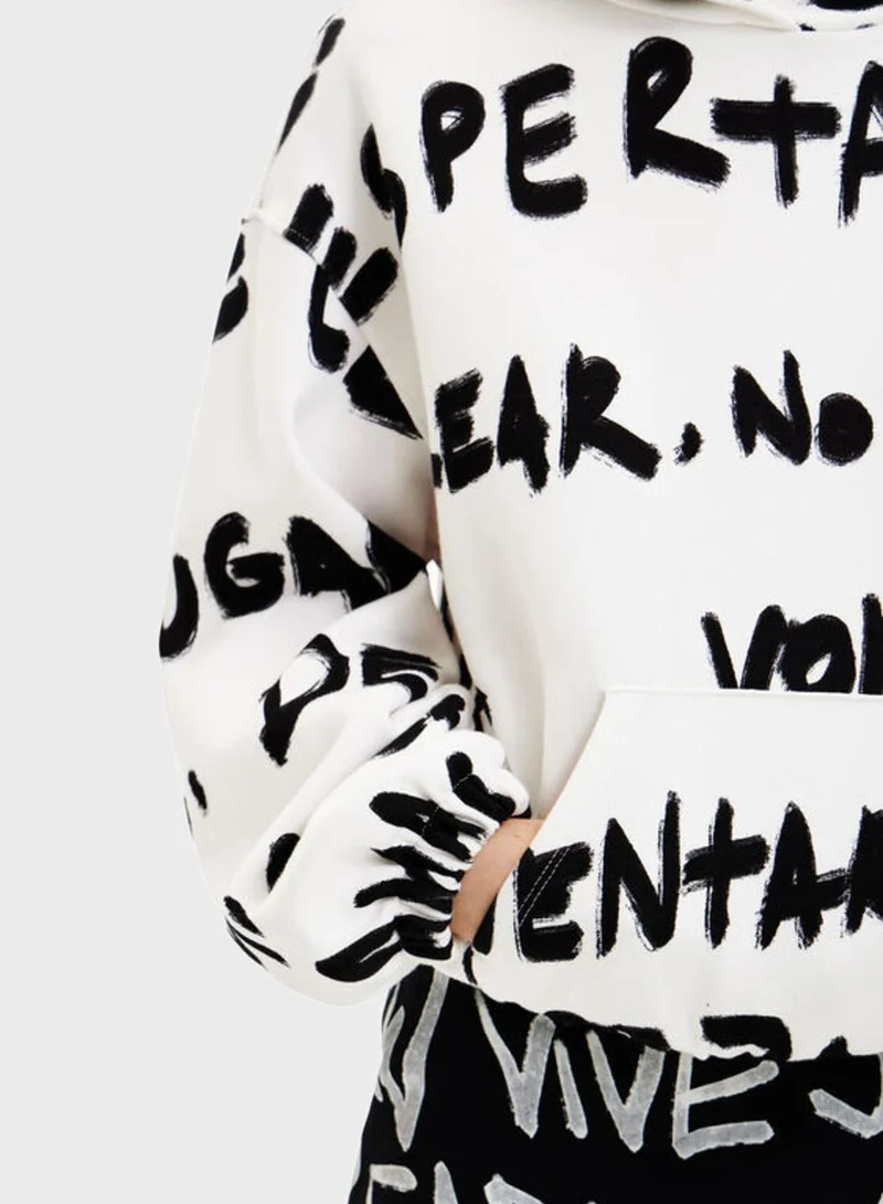 DESIGUAL Text Knitted Hoodie