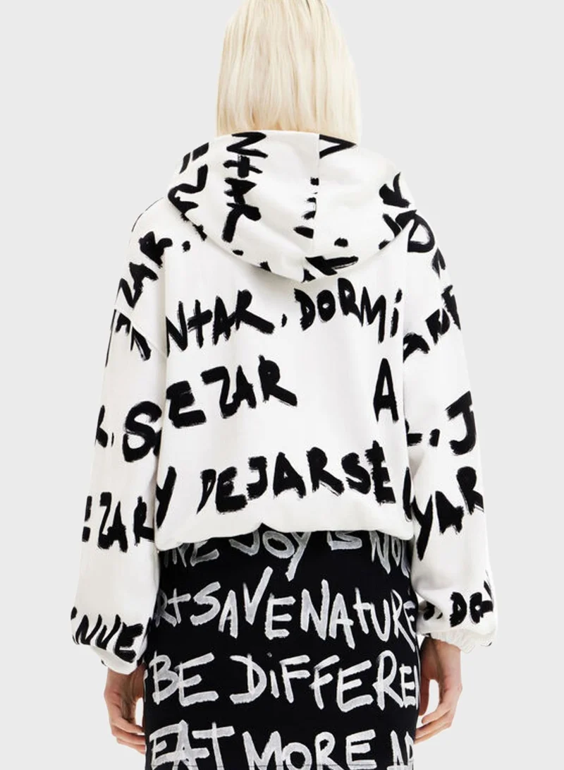 DESIGUAL Text Knitted Hoodie
