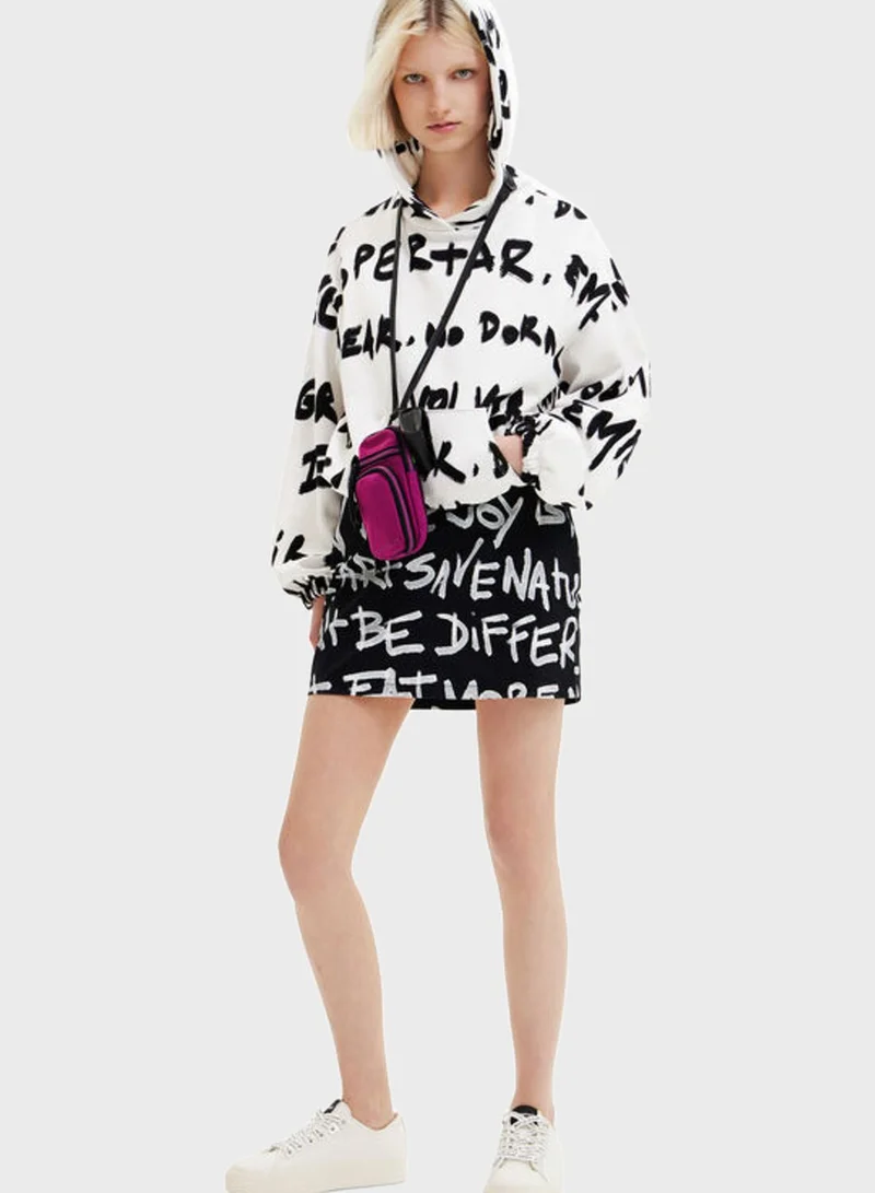 DESIGUAL Text Knitted Hoodie
