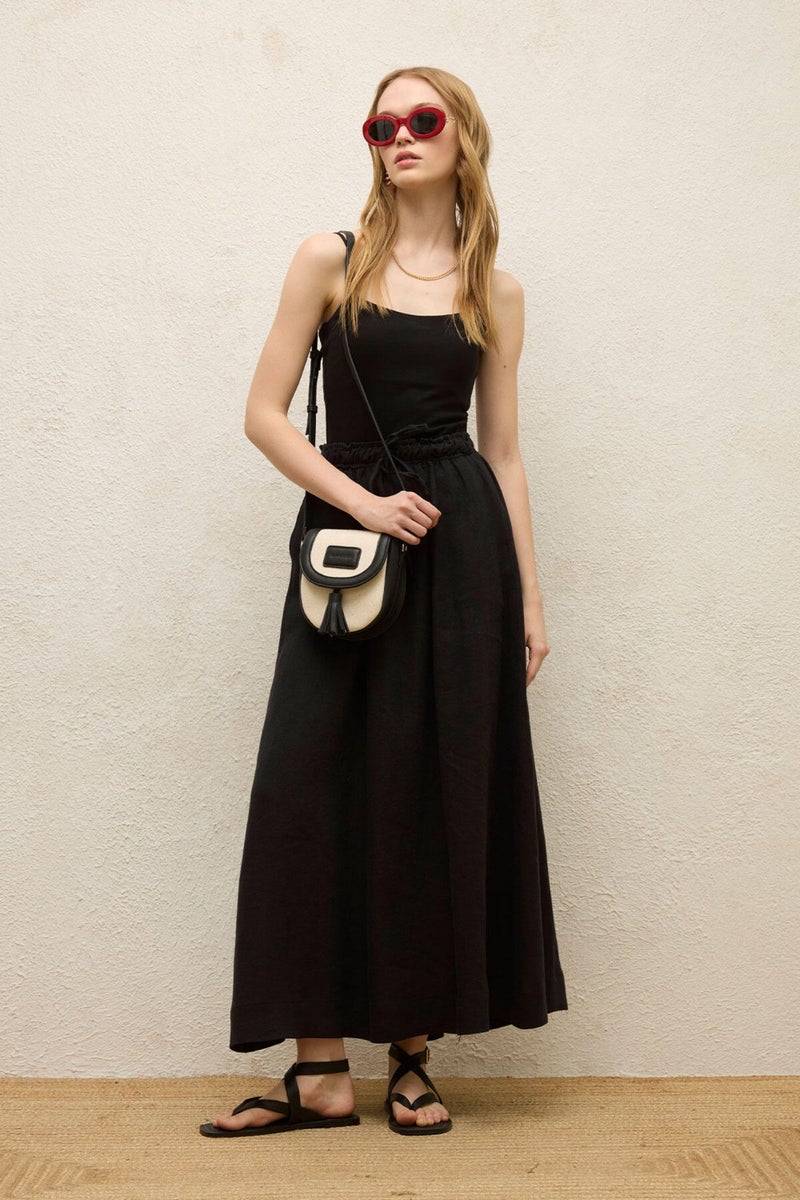 Manuka Loose Cut Linen Skirt Black  - Image 1