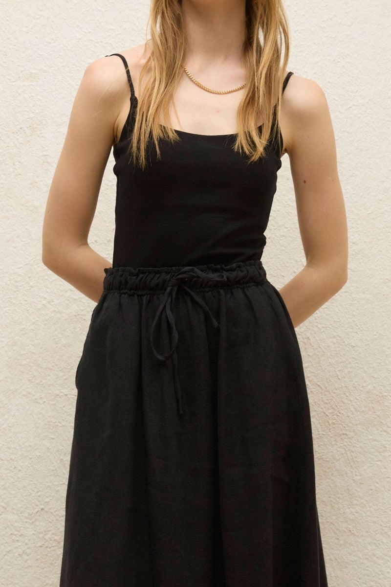 Manuka Loose Cut Linen Skirt Black  - Image 5