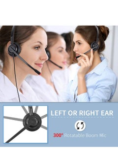 بيوينتي USB Headset with Microphone - Noise Cancelling Mic, PC Laptop Computer Headphone for Home Office, Online Class Skype Zoom  - Image 2