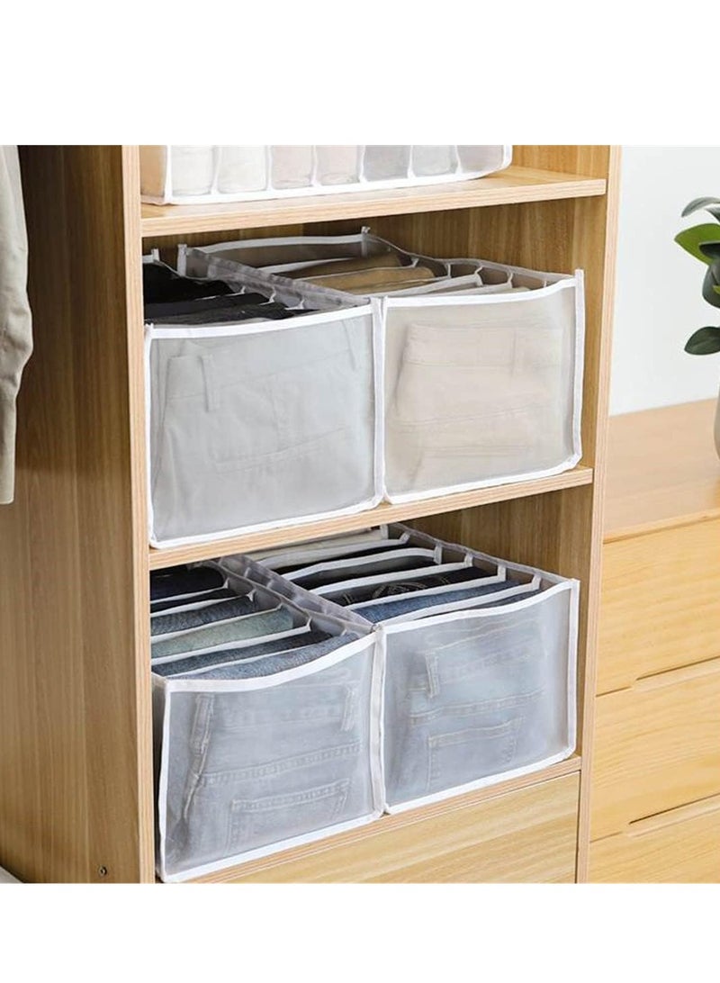 Versatile 7-Grid Folding Drawer Organizers - Mesh Storage Box for Closet, Perfect for Pants, Jeans, T-Shirts, Leggings & Shirts (White) - Image 3