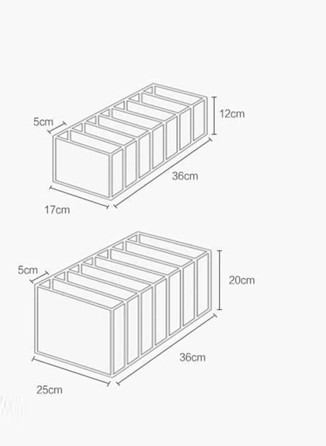 Versatile 7-Grid Folding Drawer Organizers - Mesh Storage Box for Closet, Perfect for Pants, Jeans, T-Shirts, Leggings & Shirts (White)