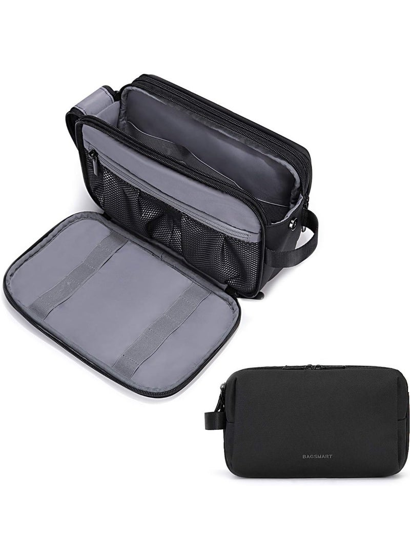 Toiletry Bag for Men, Travel Toiletry Organizer Dopp Kit Water-resistant Shaving Bag for Toiletries Accessories, Black - Image 1