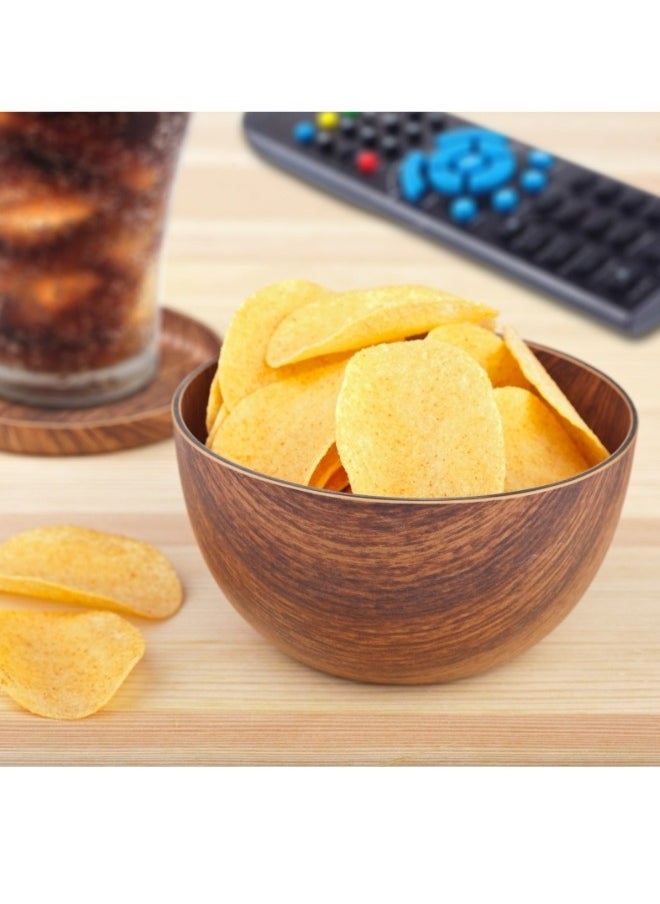 Evelin Wooden Finish Plastic Bowl for Salads, Fruits and Popcorn Adds a Stylish Look to Your Home Round 12cm(Anti Break)  - Image 1
