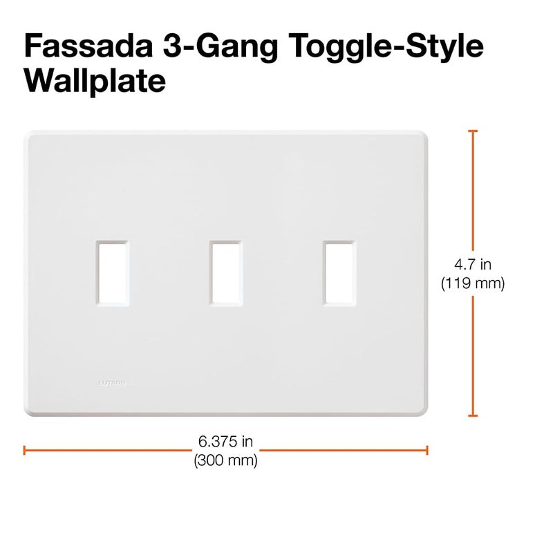 Lutron Fassada 3 Gang Wallplate For Toggle-Style Dimmers And Switches, Fg-3-La, Light Almond (1-Pack) - Image 4