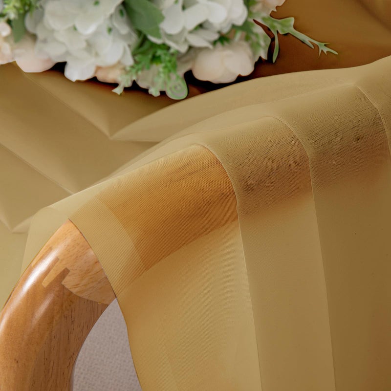 Lecloud Gold Sheer Curtains 84 Inches Long 2 Panels, Light Filtering Airy Voile Window Curtains for Bedroom Living Room, Dual Rod Pocket Elegant Sheer Window Treatments, 40" W x 84" L - Image 5