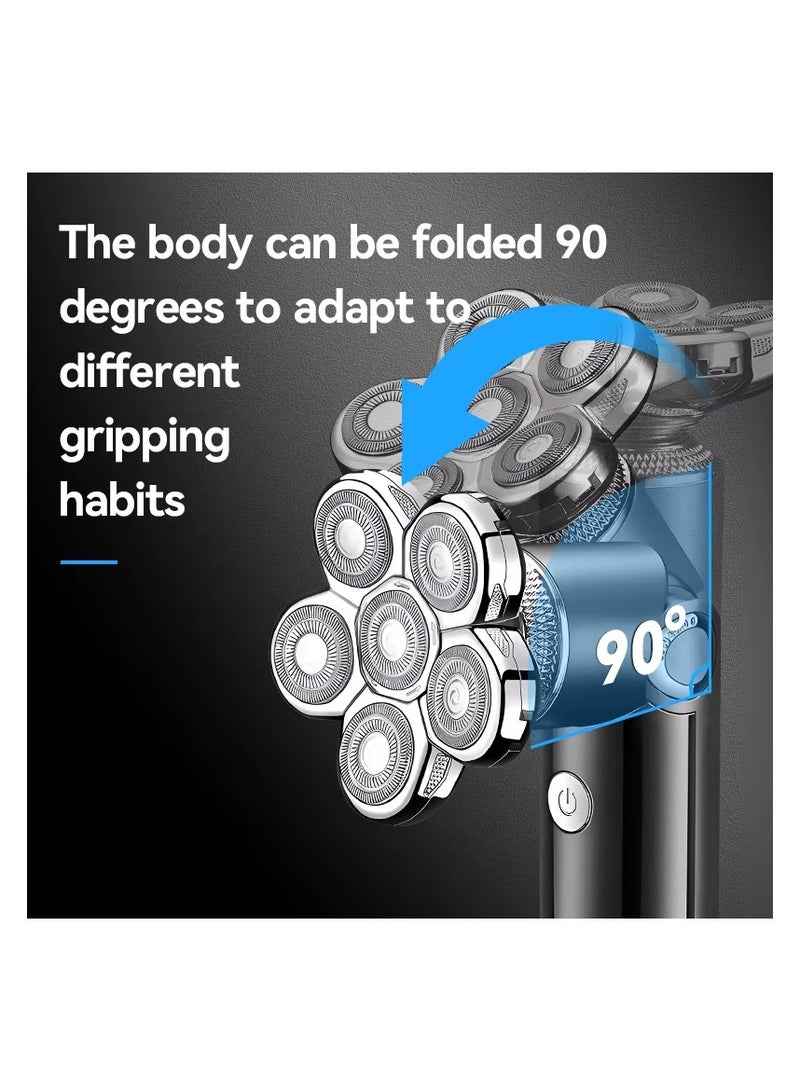 Kemei 4-in-1 Men's Foldable Electric Shaver Set with Staggered Head Blades, IPX4 Waterproof, Rechargeable & Water-Washable for a Closer Shave Black - Image 3