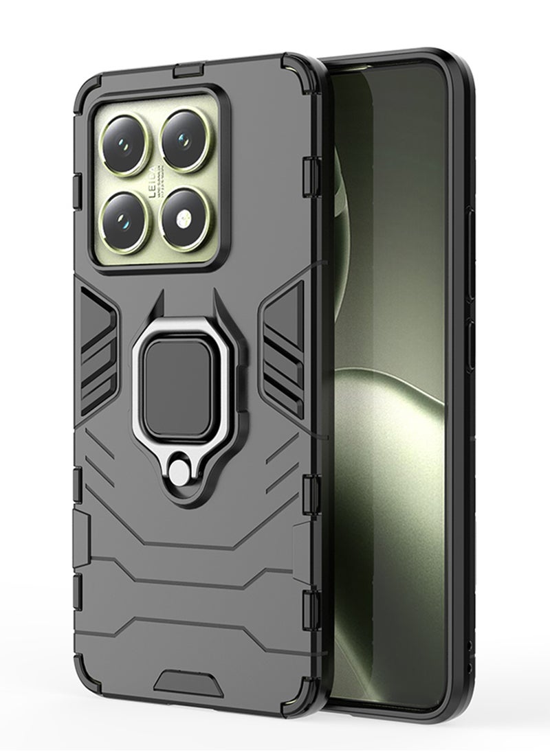 Case for Xiaomi 14T 5G with Kickstand, PC+TPU Dual-Layer,Black - Image 1