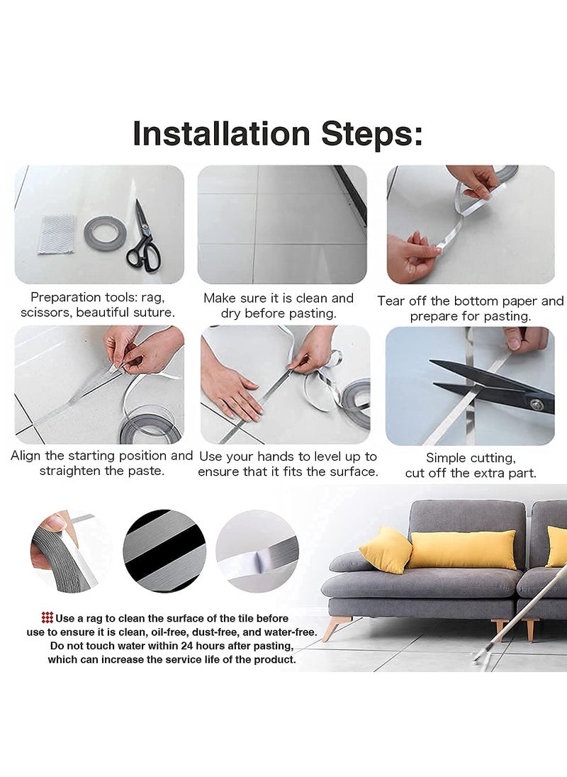 Pamidhar Pamidhar Silver Tape Home Floor Wallpaper Waterproof Tiles Tile Gap Stickers for Floors 05CM Wide Silver  - Image 3