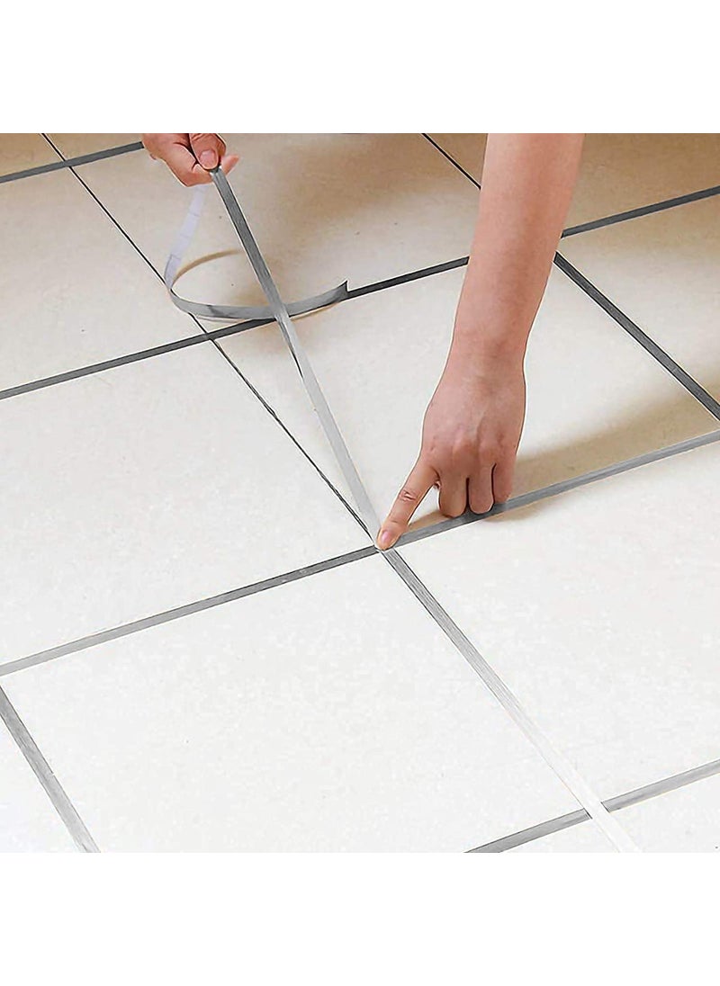 Pamidhar Pamidhar Silver Tape Home Floor Wallpaper Waterproof Tiles Tile Gap Stickers for Floors 05CM Wide Silver  - Image 4
