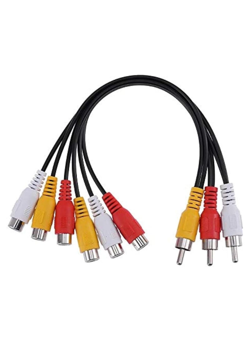 بيعتكلها كابل RCA ذكر إلى أنثى قابس مقسم الصوت والفيديو AV كابل محول للتلفزيون ومشغل DVD ومقسم الفيديو HD-TV (3 ذكر - 6 أنثى) - Image 1