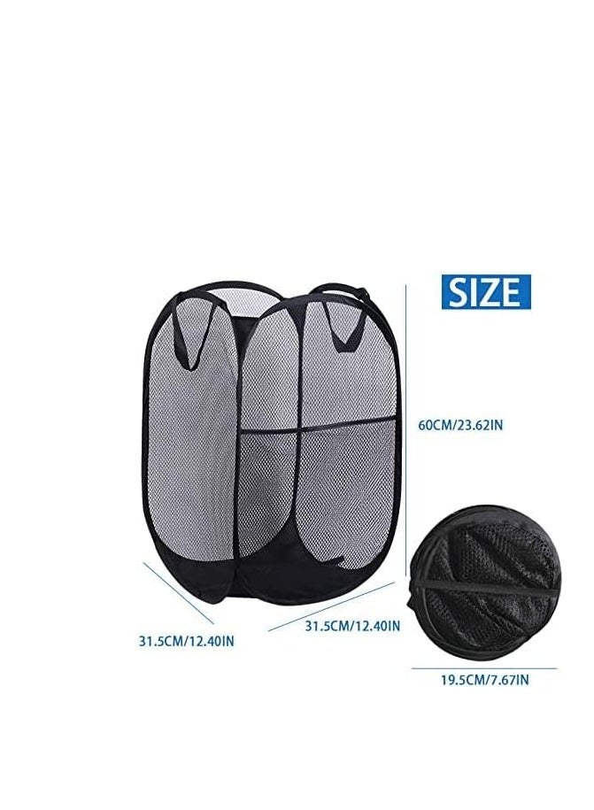 راكسوم سلة غسيل شبكية قابلة للطي - حل تخزين - سلة مدمجة - حقيبة شبكية قابلة للطي - سلة غسيل - سلة غسيل قابلة للطي (أسود عمودي) - Image 2