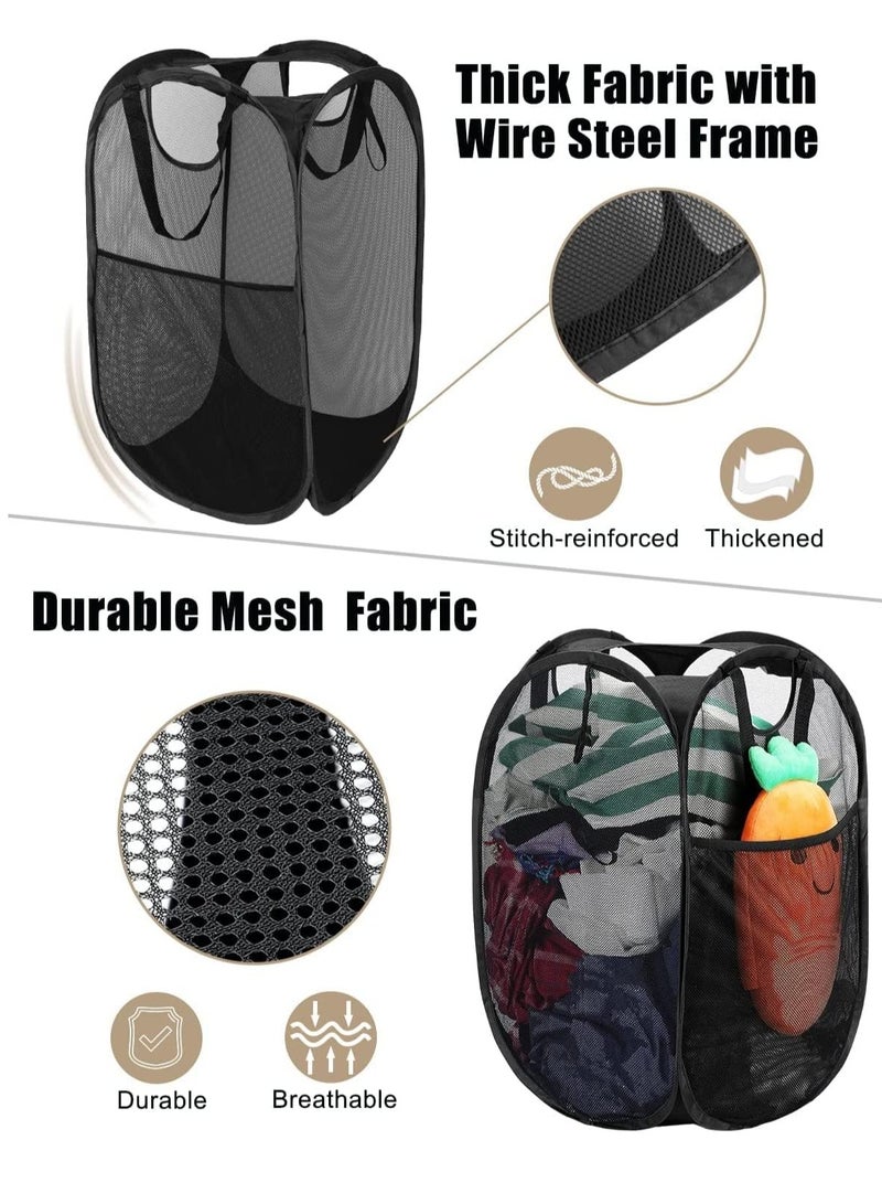 راكسوم سلة غسيل شبكية قابلة للطي - حل تخزين - سلة مدمجة - حقيبة شبكية قابلة للطي - سلة غسيل - سلة غسيل قابلة للطي (أسود عمودي) - Image 3