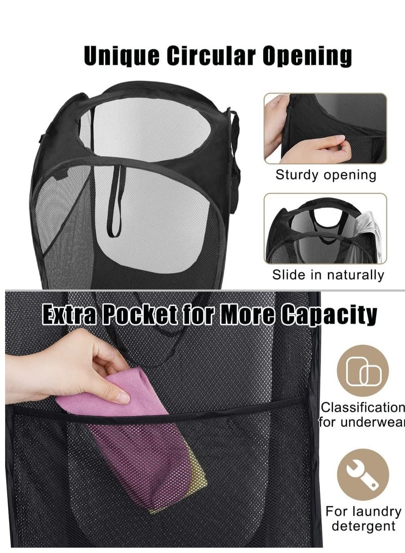 راكسوم سلة غسيل شبكية قابلة للطي - حل تخزين - سلة مدمجة - حقيبة شبكية قابلة للطي - سلة غسيل - سلة غسيل قابلة للطي (أسود عمودي) - Image 4