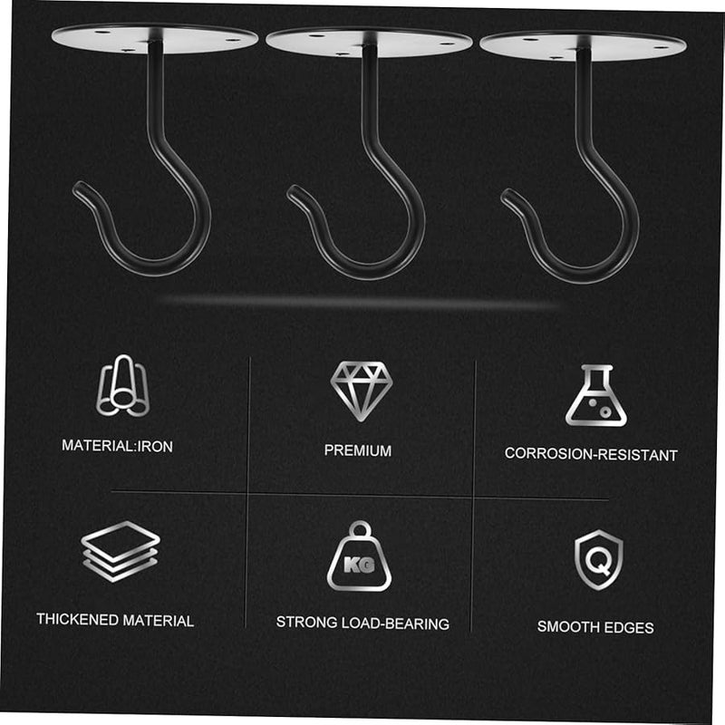 Black Ceiling Hooks 4 Sets for Hanging Plants Bird Feeders Lanterns Flower Pots Outdoor Wall Mount - Image 4