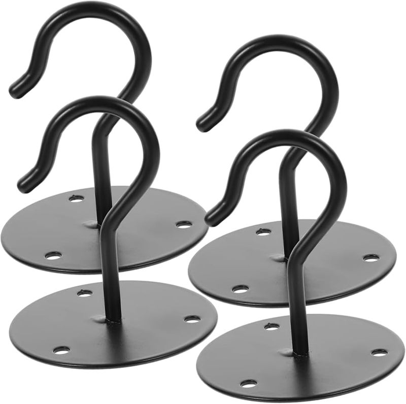 Black Ceiling Hooks 4 Sets for Hanging Plants Bird Feeders Lanterns Flower Pots Outdoor Wall Mount - Image 1
