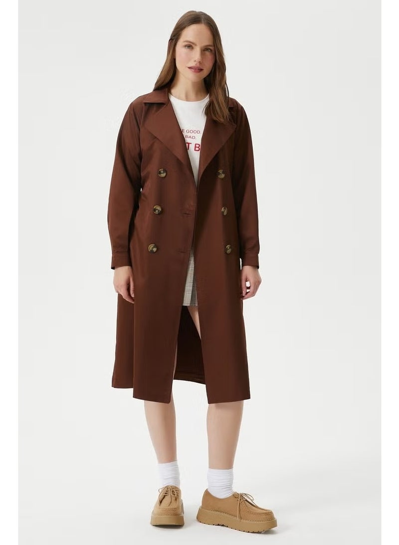 Ritnice Women's Light Seasonal Brown Trench Coat - Image 4
