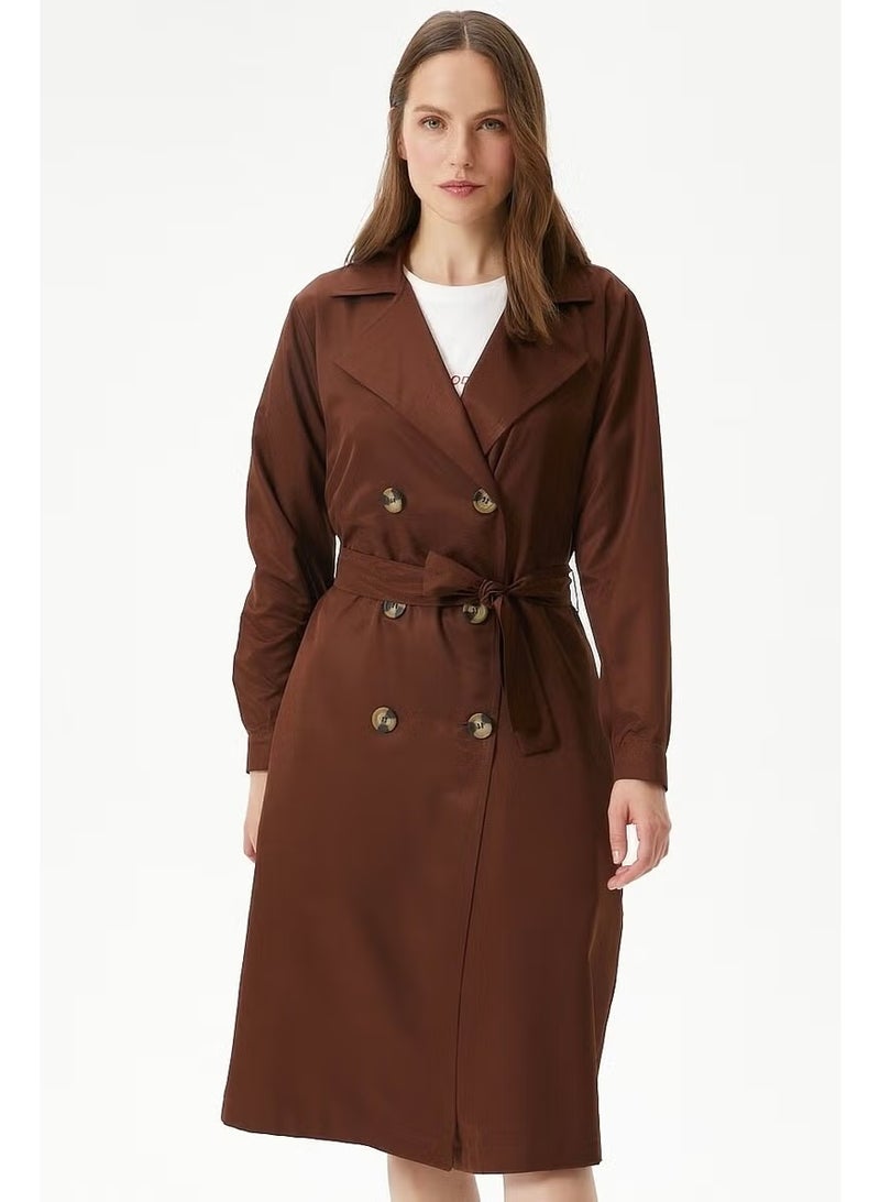 Ritnice Women's Light Seasonal Brown Trench Coat - Image 1