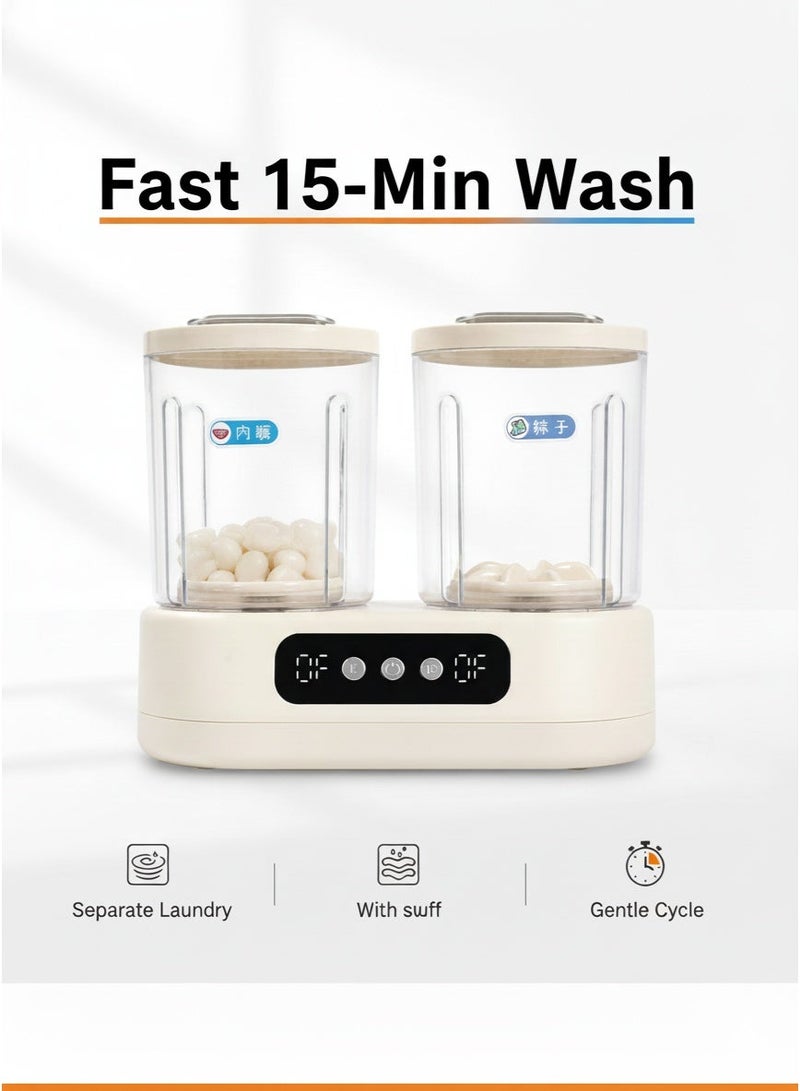 Macon Mini Double-Bucket Washing Machine 3L, Dual-Tub Washer with Detachable Cups, Fast 5/15 Min Wash,Portable, Quiet One-Button Operation, For Underwear, Baby Clothes, Travel & Small Rooms - Image 1