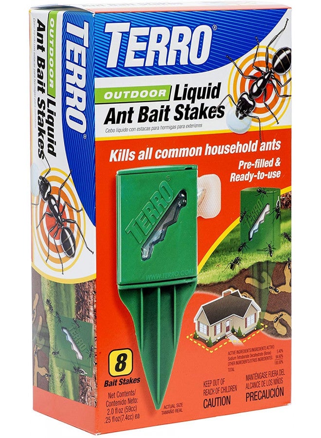 Terro T1812 Outdoor Liquid Ant Killer Bait Stakes - 8 Count (0.25 oz each) (2 Pack) - Image 1