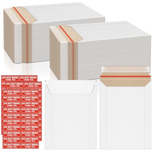 CXIIPOL 100 Pack Rigid Mailers 6x8 Inch Self Seal Document Mailers, Protective Flat Cardboard Sturdy White Photography Envelopes for Photos, Document, CD, Coins, Stamps - Image 1