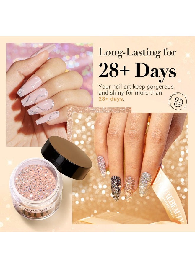AZUREBEAUTY AZUREBEAUTY Dip Powder Nail Set, Silver Pink Black Golden Yellow Glitter Sparkly Shiny Chrome Platinum, 6 Colors All Seasons Dipping Powder Starter Kit Nail Art Manicure Salon, No Need Nail Lamp Cured  - Image 3