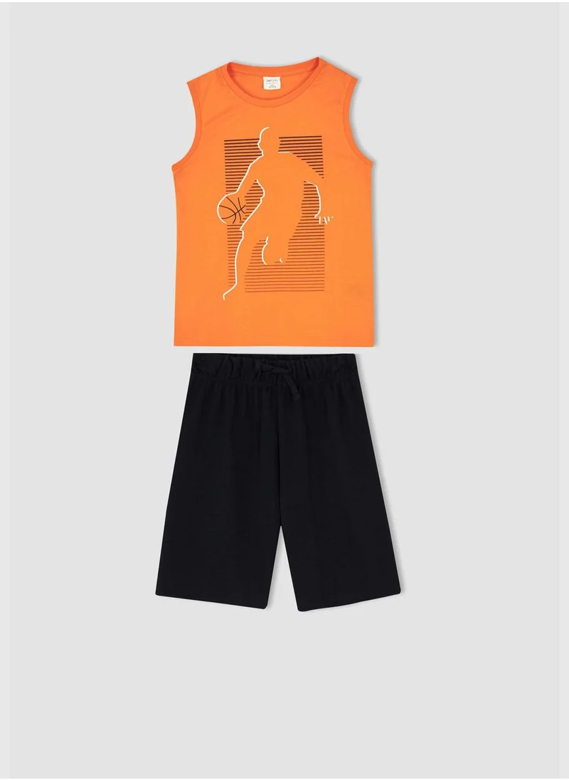 ديفاكتو Regular Fit Sleeveless Basketball Player Print Lounge Set