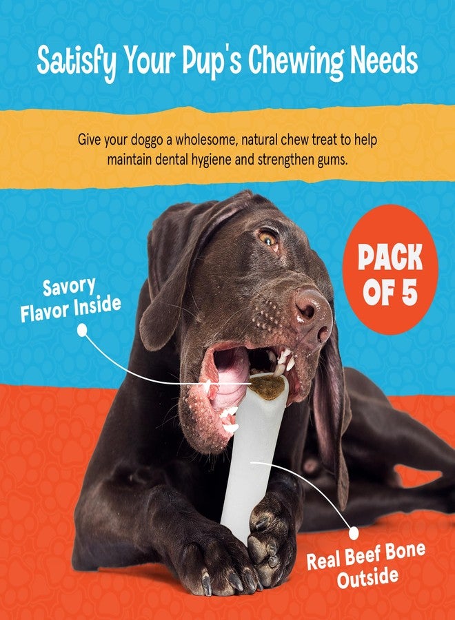 FETCHERONI Stuffed Shin Bones for Dogs - Variety Filled Treats - Bacon & Cheese, Peanut Butter, and Beef Flavor - 3-4 Inch Dental Chews - High Protein - for Small, Medium and Large Pets - 5 Pack - Image 2