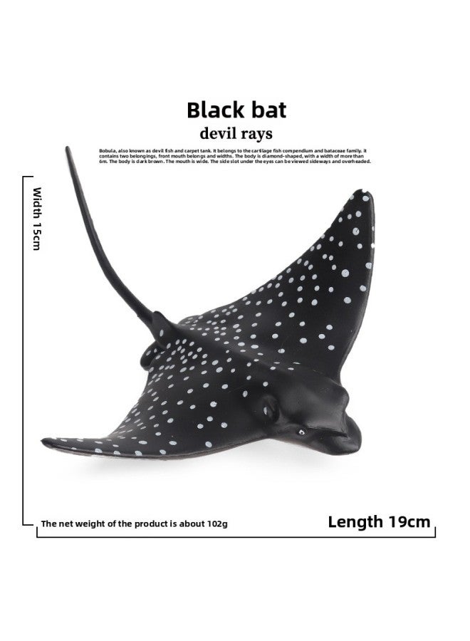 Marine Animal Model Children's Science And Education Toys Devil Fish Fish Fish Simulation Solid Sea Animal Plastic Ornaments-Color:Ox-1291 Manta Ray (black) - Image 1