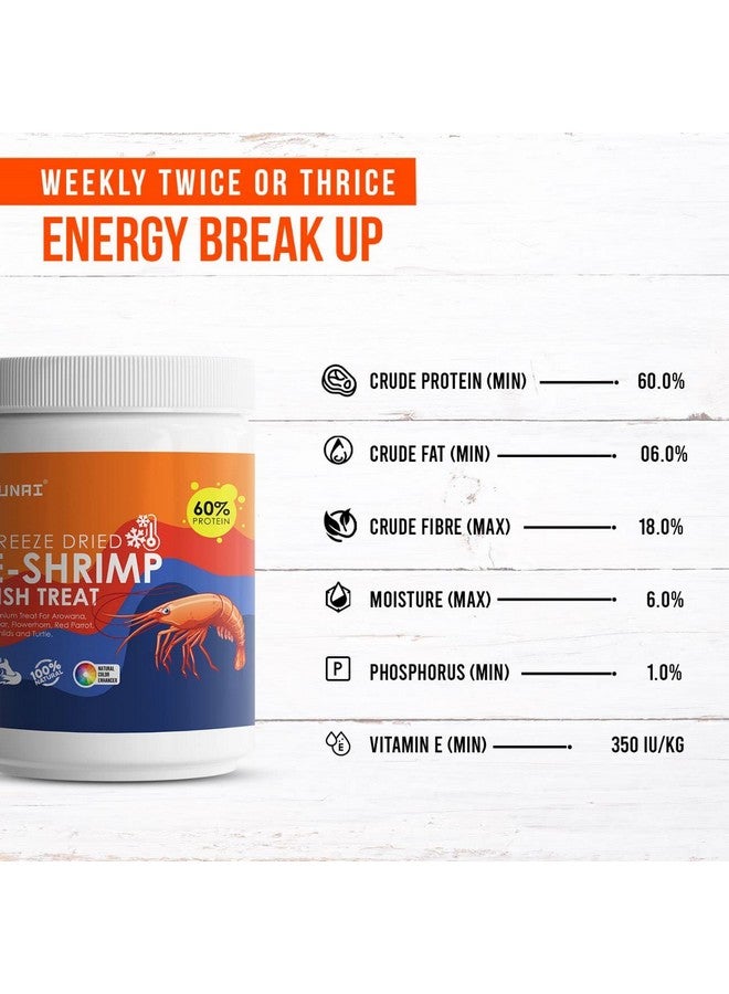 جمبري TUNAI E المجفف بالتجميد مع 60% بروتين | 110 جرام | طعام سمكي للأروانا، والزهرة، والببغاء الأحمر، والأوسكار، والسلحفاة، في جميع مراحل الحياة - Image 5