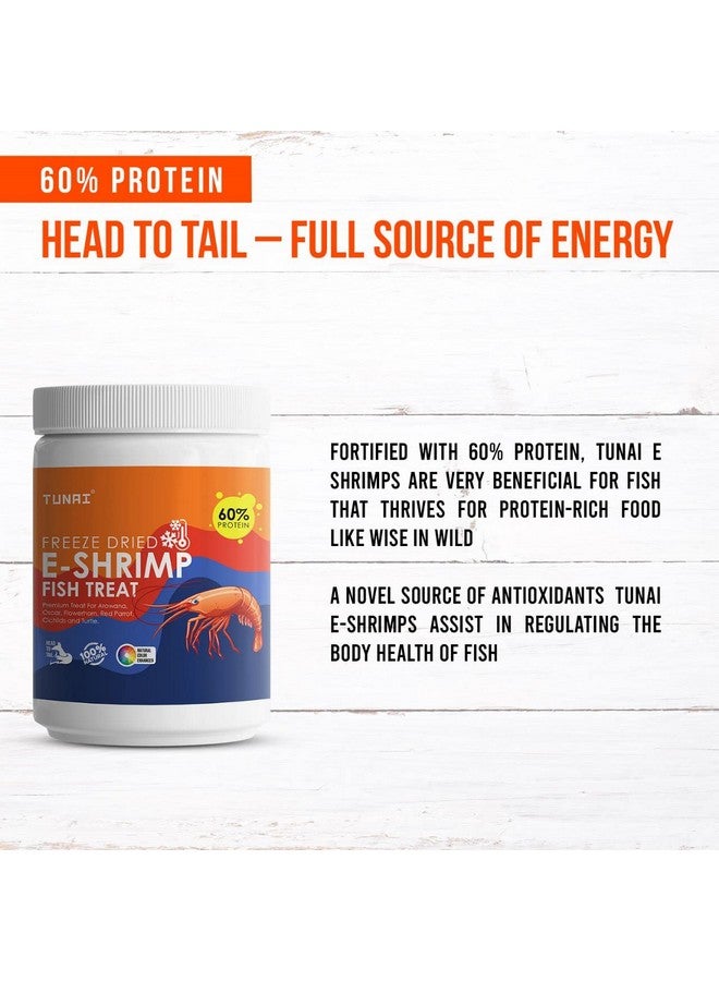 جمبري TUNAI E المجفف بالتجميد مع 60% بروتين | 110 جرام | طعام سمكي للأروانا، والزهرة، والببغاء الأحمر، والأوسكار، والسلحفاة، في جميع مراحل الحياة - Image 2