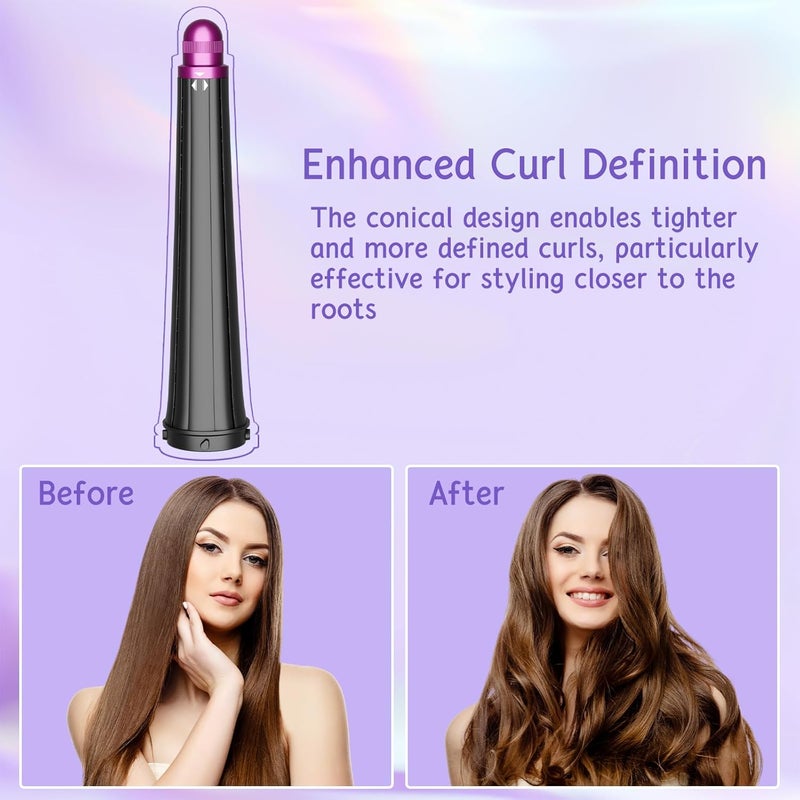 ZEPHBLOW Long Conical Barrel for Dyson Airwrap, 0.78-1.4Inch/ 20-36mm Conical Long Curling Barrels Compatible with Airwrap HS01/05/08, Self-Curling Hair Roller Curlers Attachment, Rose - Image 4