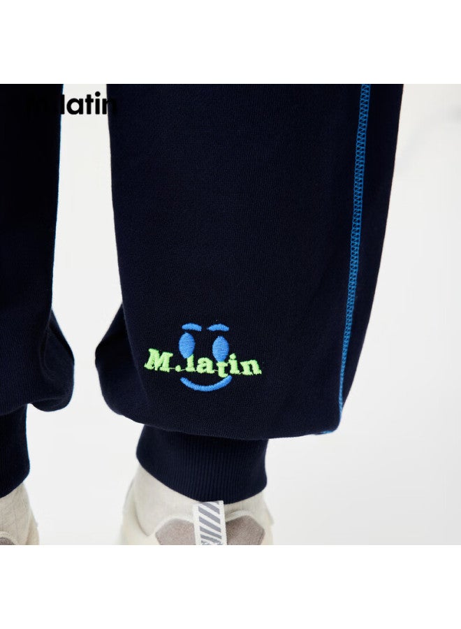 M.latin Children's Pants Autumn New Style, Boys And Girls Big Kids Knitted Trousers, Navy Blue, 120cm - Image 3