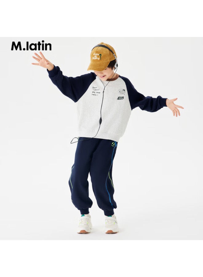 M.latin Children's Pants Autumn New Style, Boys And Girls Big Kids Knitted Trousers, Navy Blue, 120cm - Image 2