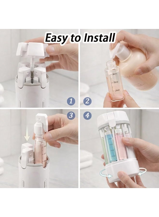 4 in 1 Portable Travel Dispenser Bottles, Reusable Travel Shampoo and Conditioner Containers for Skincare & Toiletri, Leak‑Proof Press‑Type Refillable Bottles Set with 4 Pack 30 ml Liquid Dispenser - Image 3