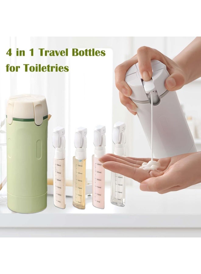 4 in 1 Portable Travel Dispenser Bottles, Reusable Travel Shampoo and Conditioner Containers for Skincare & Toiletri, Leak‑Proof Press‑Type Refillable Bottles Set with 4 Pack 30 ml Liquid Dispenser - Image 4