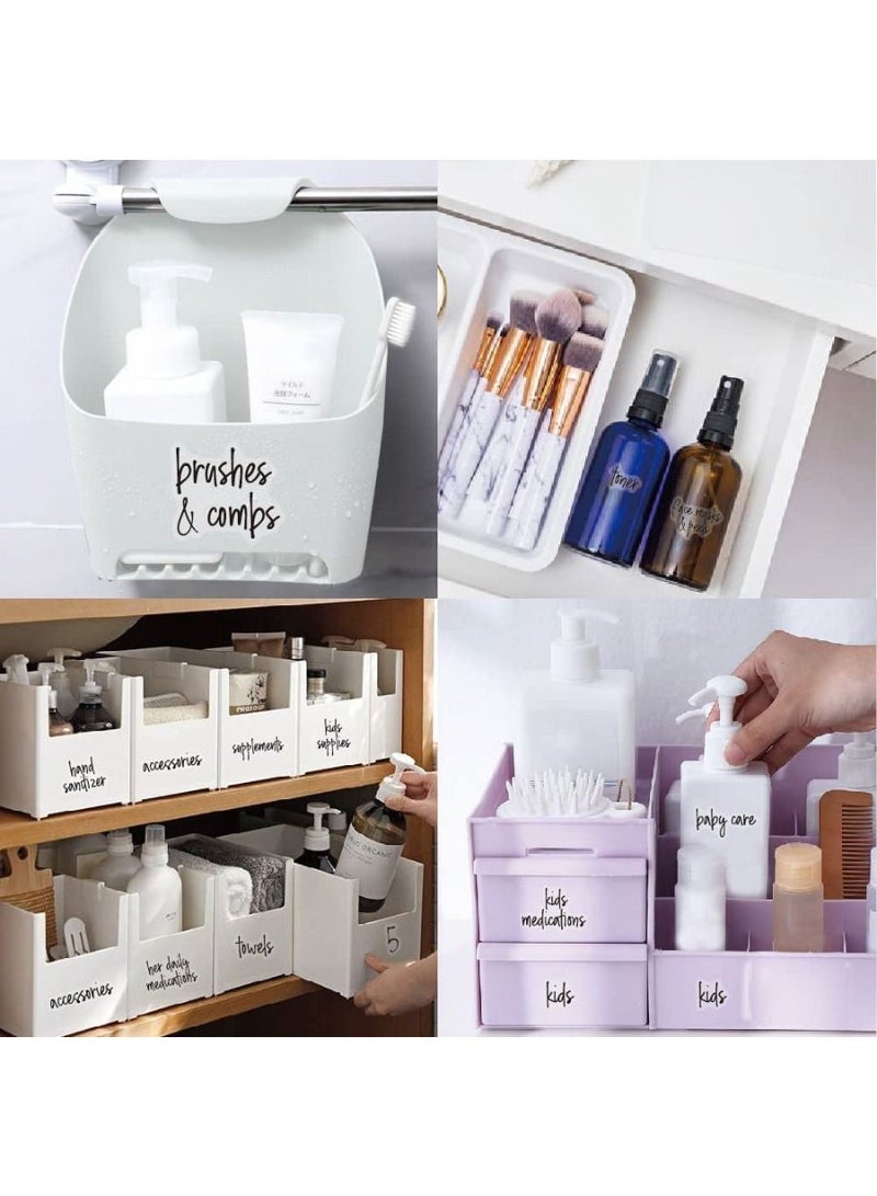 QUESERA 189 Pcs Clear Bathroom Jar Label Pre Printed Water and Oil Resistant Label Set Handwriting Font Bathroom Beauty Script Labels Gloss Label Stickers for Bathroom Organization - Image 3