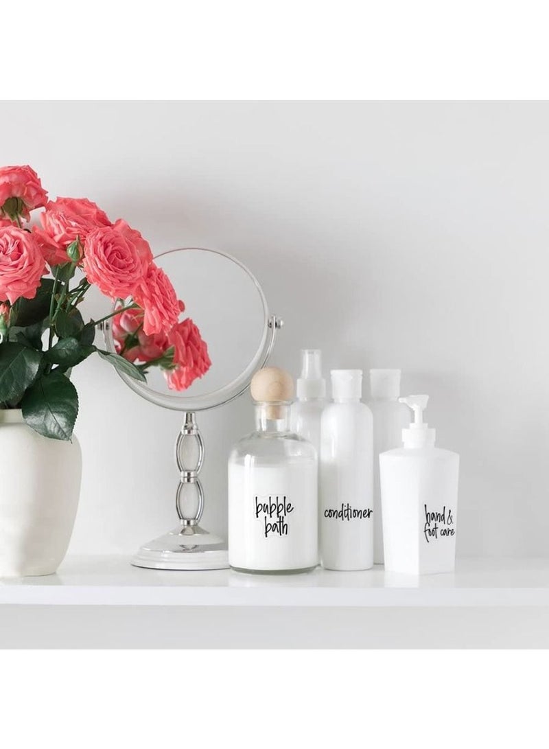 QUESERA 189 Pcs Clear Bathroom Jar Label Pre Printed Water and Oil Resistant Label Set Handwriting Font Bathroom Beauty Script Labels Gloss Label Stickers for Bathroom Organization - Image 2