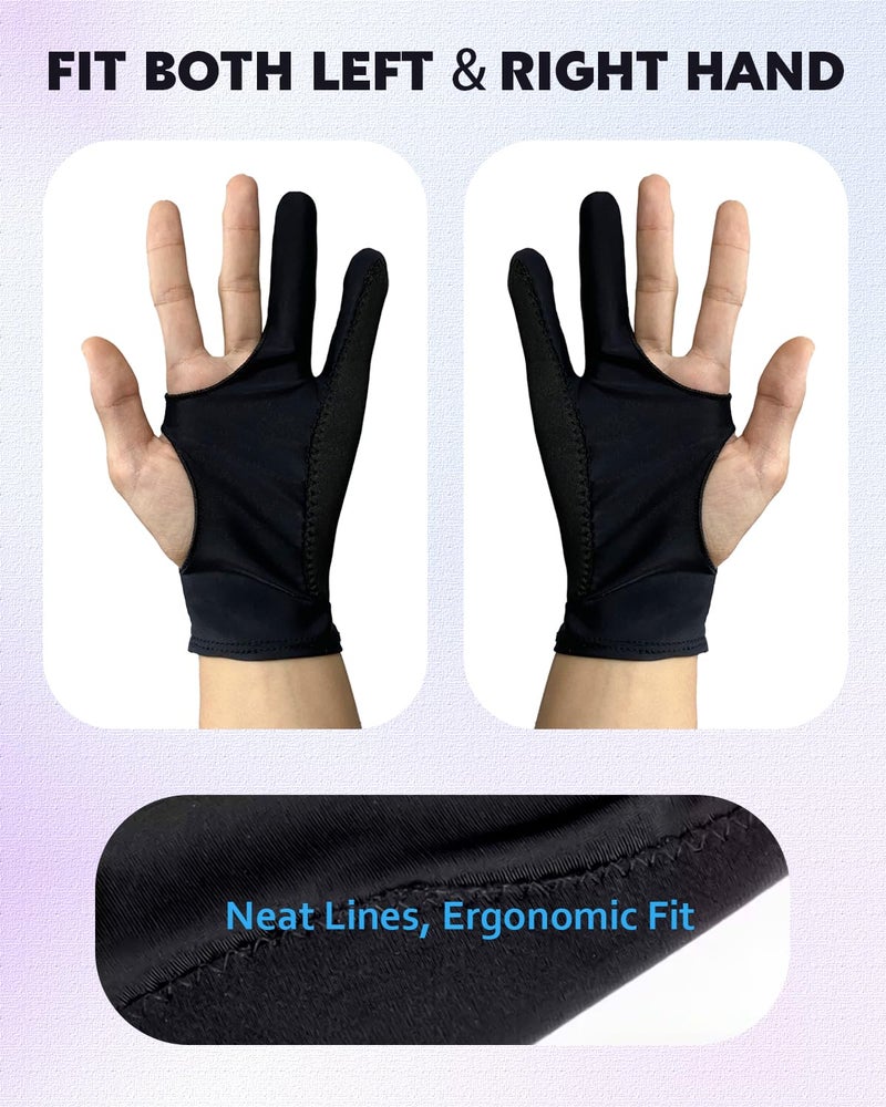 AmberVec Drawing Glove Right Left Hand, Palm Rejection Digital Art Glove for Tablet iPad, Sketching Drawing Gloves with Two Finger, Gifts for Animators and Digital, Artists, [2 Pack] Size M - Image 5