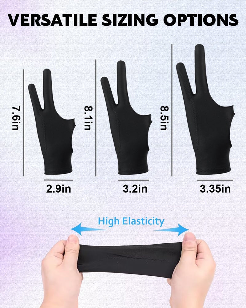 AmberVec Drawing Glove Right Left Hand, Palm Rejection Digital Art Glove for Tablet iPad, Sketching Drawing Gloves with Two Finger, Gifts for Animators and Digital, Artists, [2 Pack] Size M - Image 3