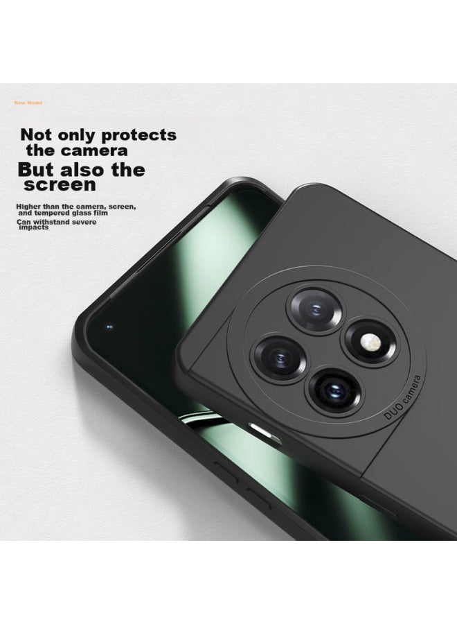 Holdzu Eyes] Case For Oneplus 11, 1+11 Protective Cover, Liquid Silicone Shockproof, Full Lens Protection, Ultra-Thin Frosted Design For Men And Women, New - Graphite Black - Image 2