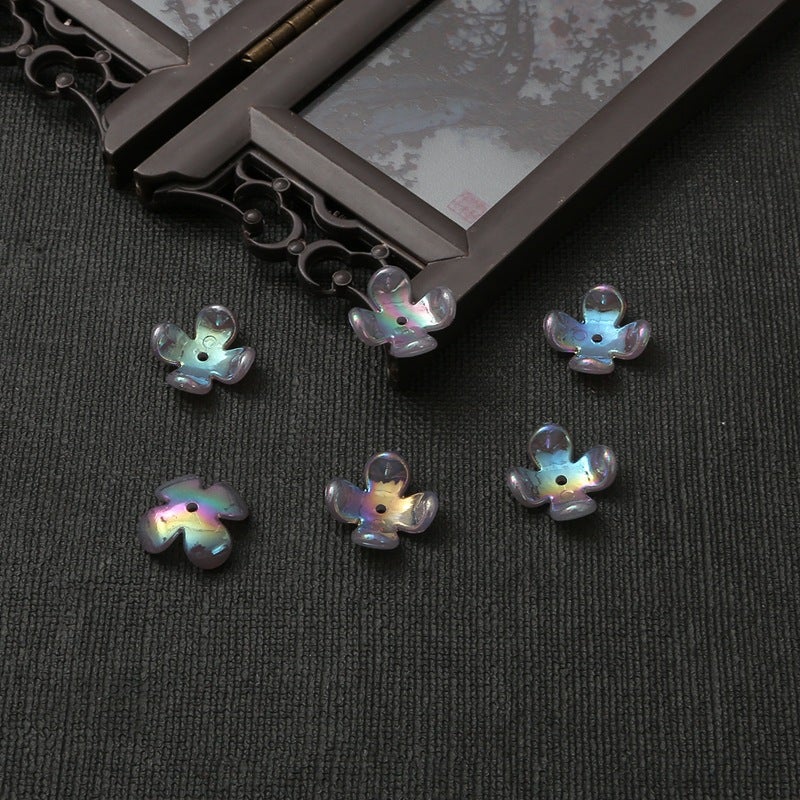 20 price acrylic imitation petals four-petal flower holder accessories handmade diy antique accessories Hanfu hairpin material gray four-petal flower 